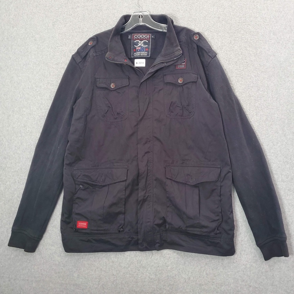 Coogi Men Jacket XL Black Tactical Utility Military Full Zip Logo Melbourne READ